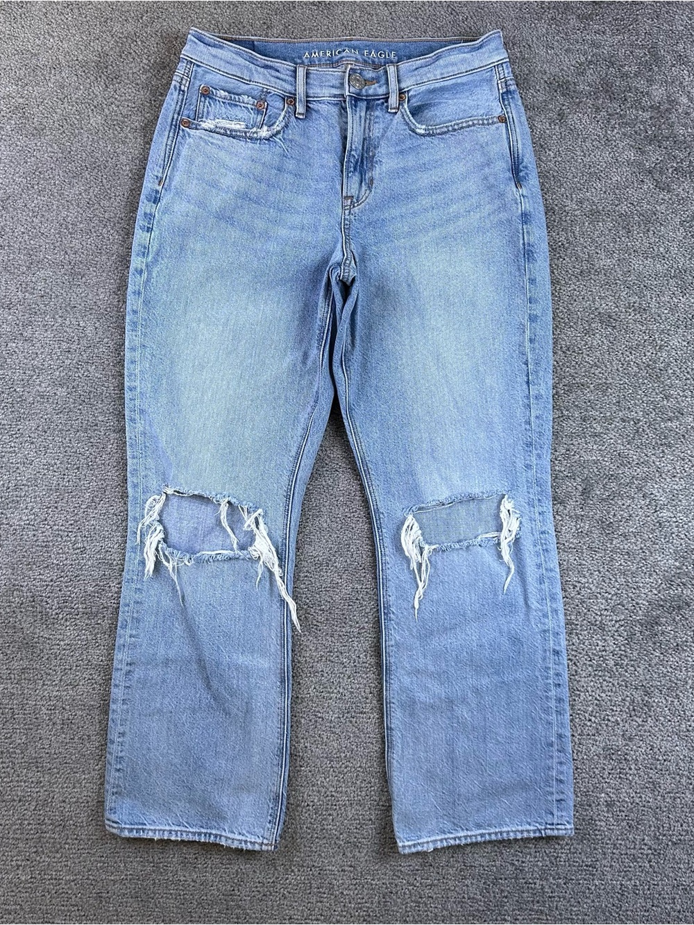 American Eagle 90s Bootcut Jeans Womens 6 Short 28x29 Distressed Stretch light